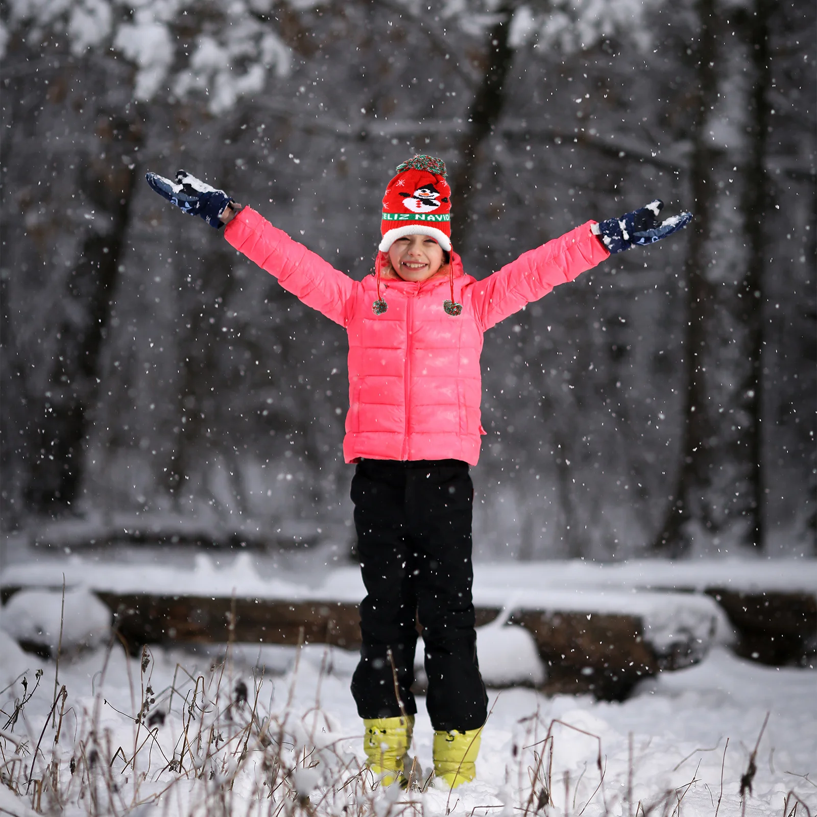 

1 шт., шерстяная шапка с рождественским рисунком, вязаная теплая детская шапка, мягкая удобная уличная рождественская шапка с рисунком для холодной погоды