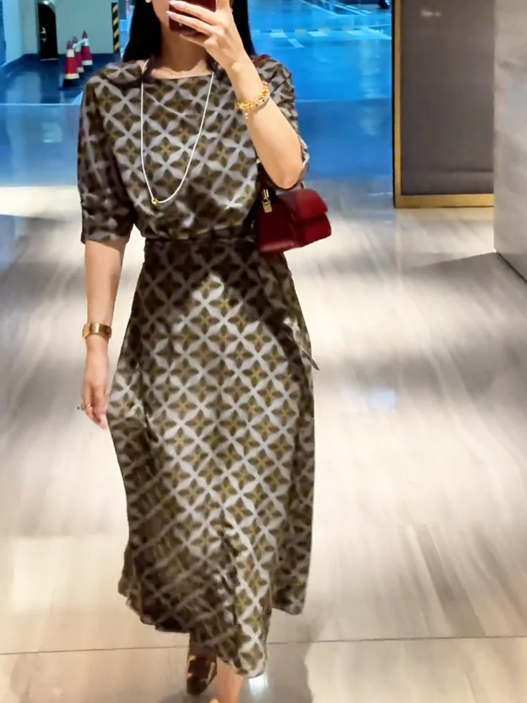 

Летнее повседневное платье миди с цветочным принтом в корейском стиле, больших размеров, для стройности, новинка