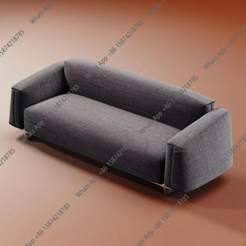 

J Wabi Sand Wind Minimalist Retro Three-person Small Apartment Cotton And Linen Sofa Designer Cross Star Base Leisure Living Roo