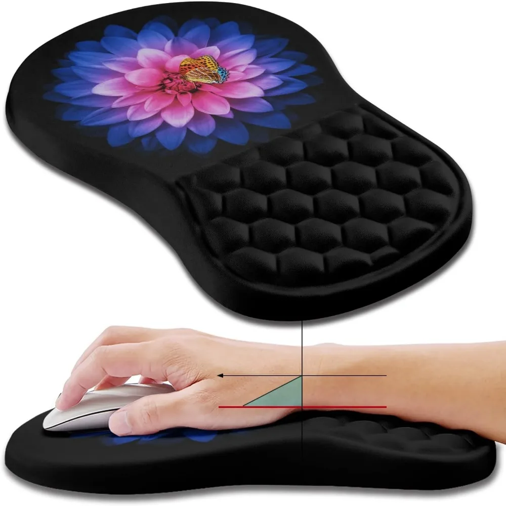 Ergonomic Mouse Pad with Wrist Support for Carpal Tunnel Pain Relief and Memory Foam Slope Massage Bulge