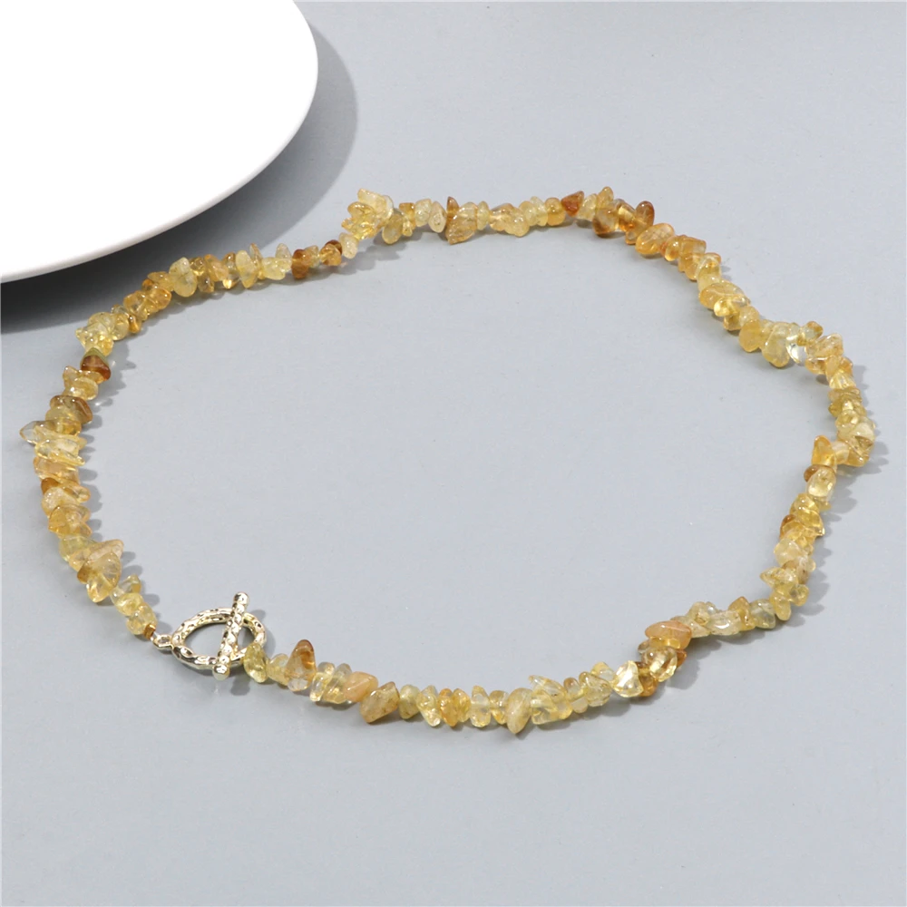 Freeform Chip Gravel Necklace Natural Stone Amethyst Aventurine Agates Beads Necklace Choker For Women Bohemian Necklace Jewelry