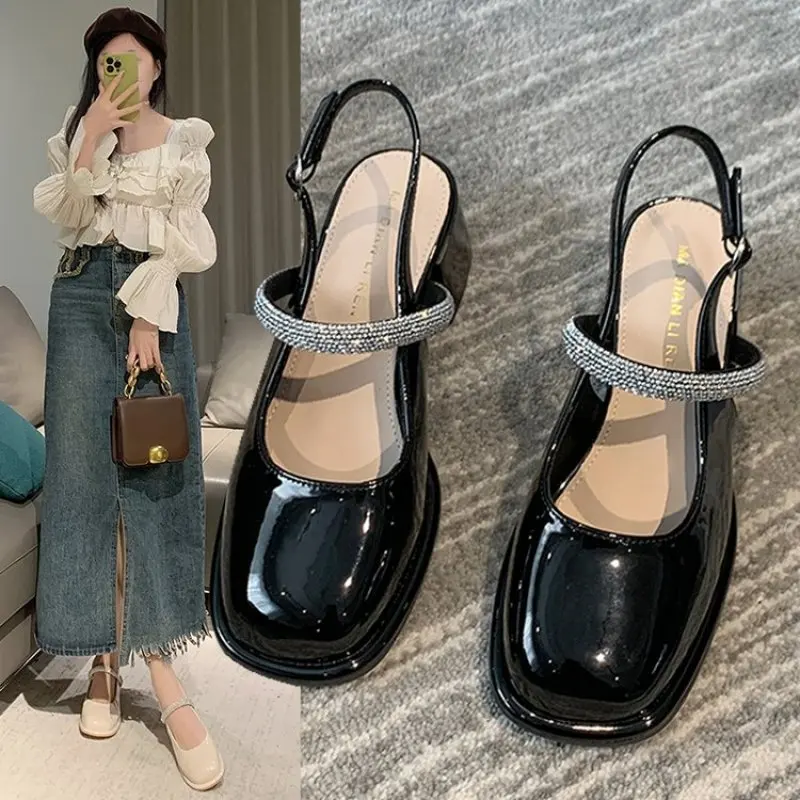 NEW Baotou Shoes 2024 Casual Heels Sandals Ladies Square Toe Pumps Latest Comfortable Lolita Summer Fashion Sexy Pumps Female