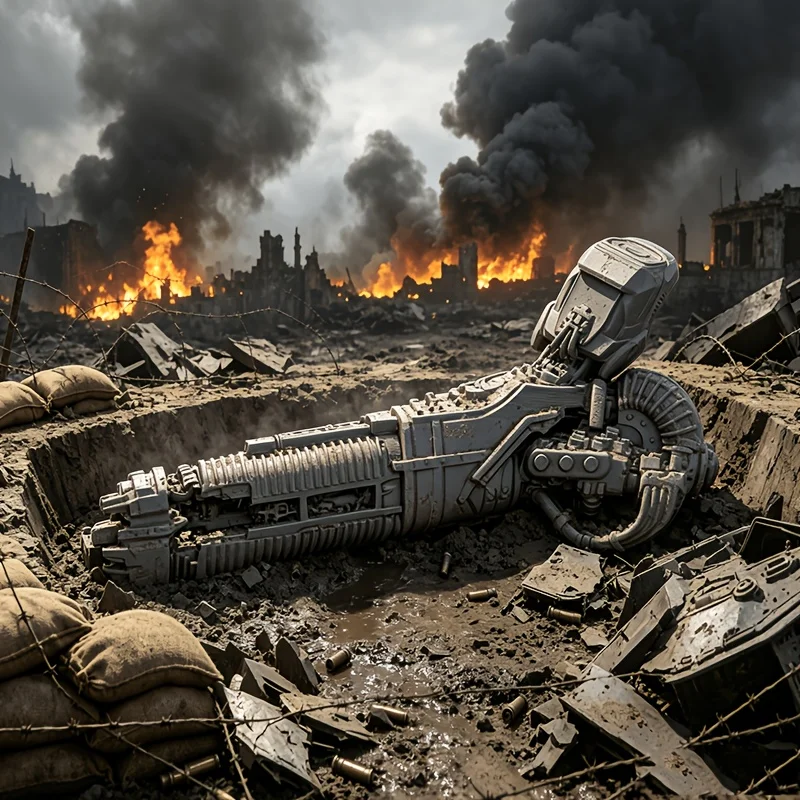 Damaged Titan weapons, cannons, ruins, terrain sculptures, ornaments, board games, miniature battlefield chess sculptures