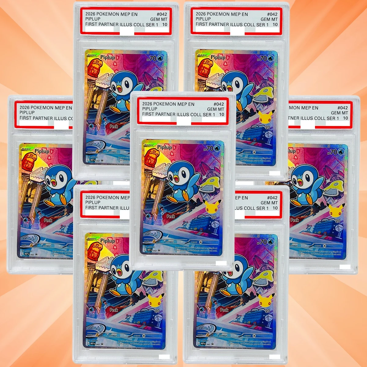 Piplup 042 English Version Collectible Grade Cards DIY Foil Texture Cards Perfect Condition Anime Collection Cards