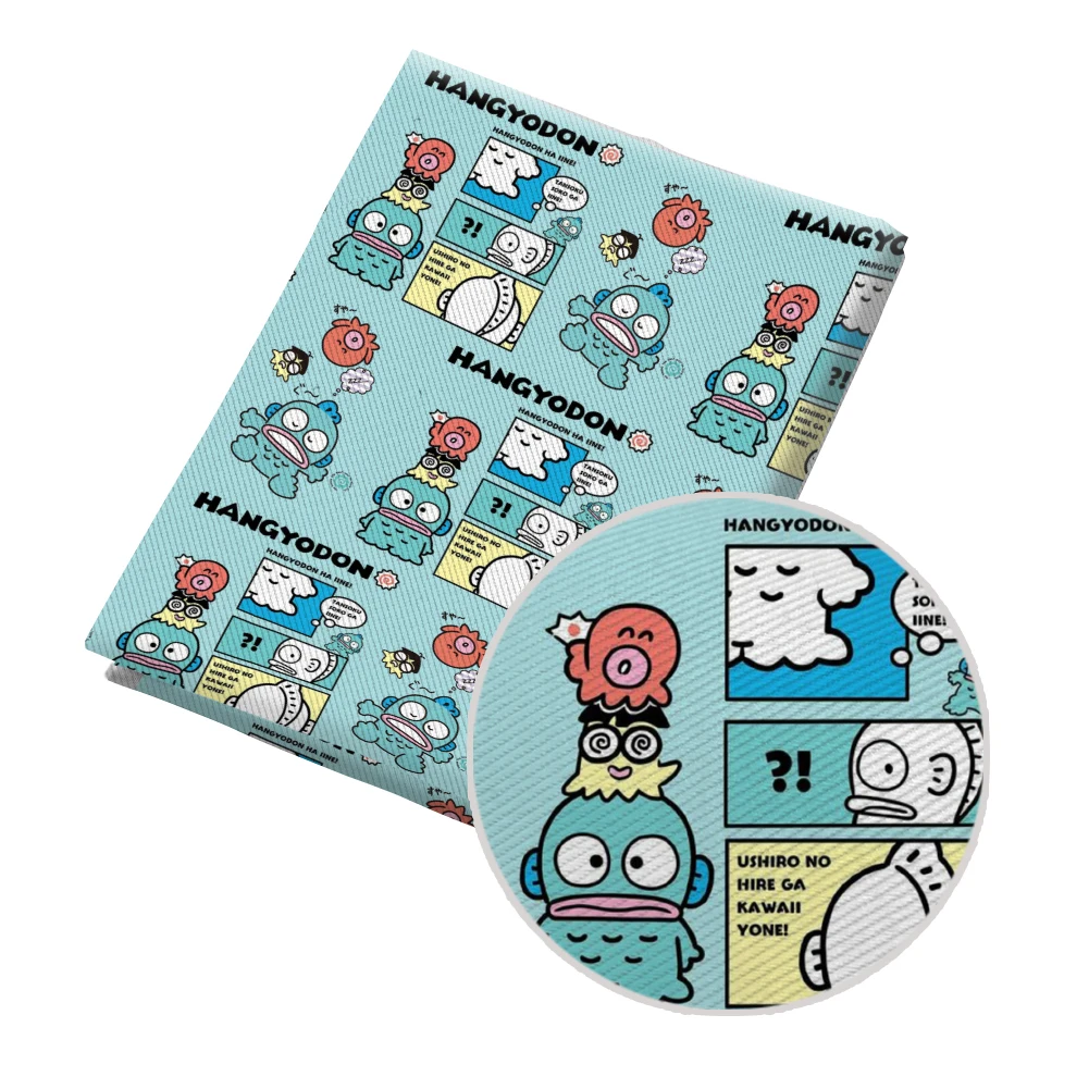 Japan Cartoon Sanrio Hangyodon Pattern Printed Twill Fabric for Patchwork Quilting Fabrics