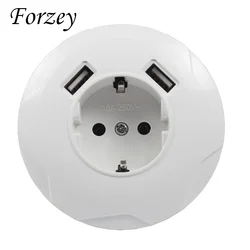 Round newUSB Wall Socket Double USB Port 5V 2A usb wall outlet high quality usb outlet steckdose F03