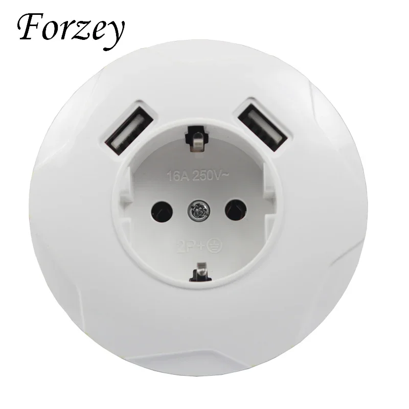 Round newUSB Wall Socket Double USB Port 5V 2A usb wall outlet high quality usb outlet steckdose F03