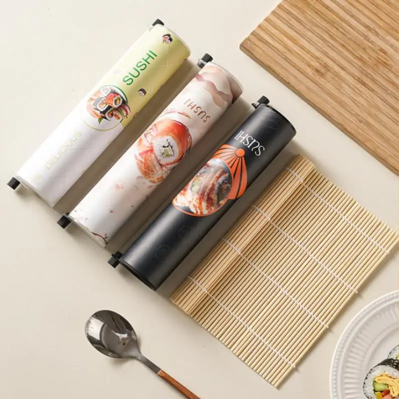 1Pcs Round Sushi Push Box With Sauce Straw Food Grade Sushi Mold Push Up Paper Bucket Bento Accessories