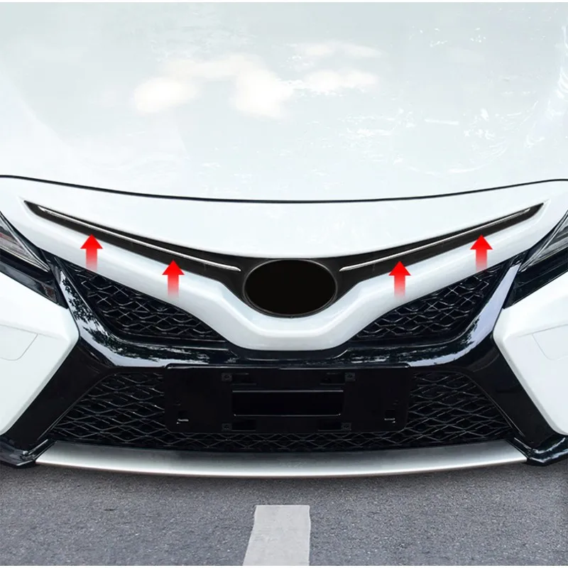 

For Toyota Camry 70 XV70 2018~2023 Hybrid 2pcs Car Front Bumper Inlet Grille Frame Trim Cover Center Mesh Bright Bar Accessories
