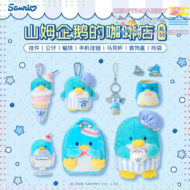 

Sanrio Sam Penguin Coffee Shop Series Figure Pendant Carry Bag Mug Jewelry Box Daily Use Decor Collectible Gift