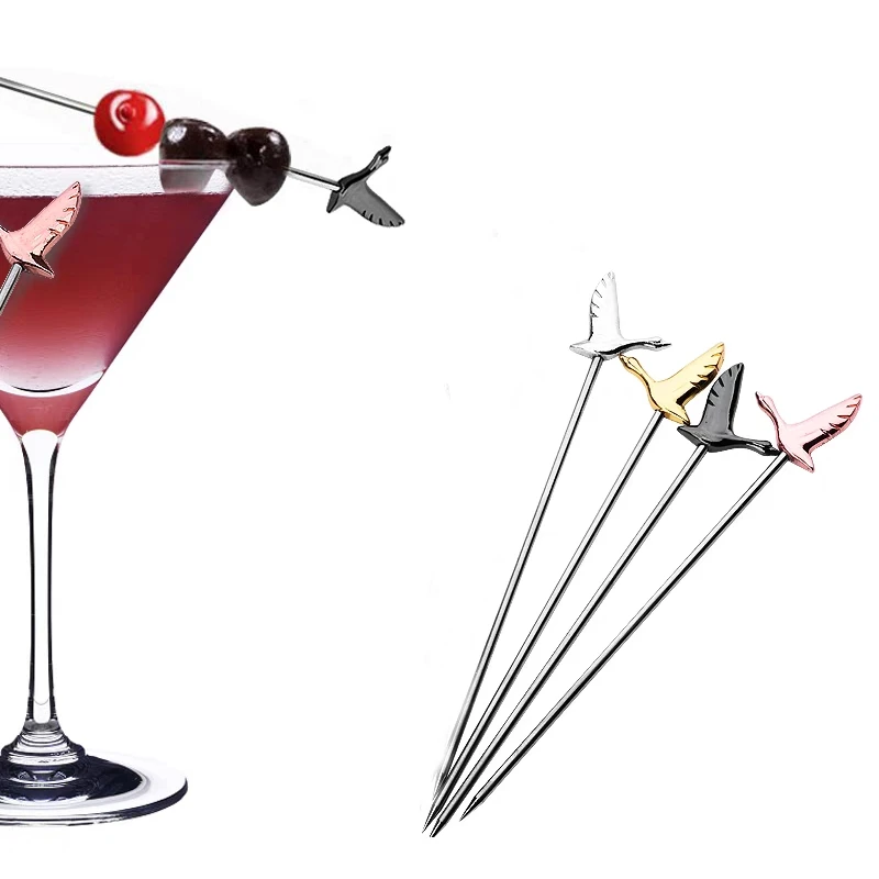 

10.5cm Fruit Cocktail Pick Stick Stainless Steel Bar Tools Drink Stirring Sticks Martini Picks Party Wedding 4 colors Barware