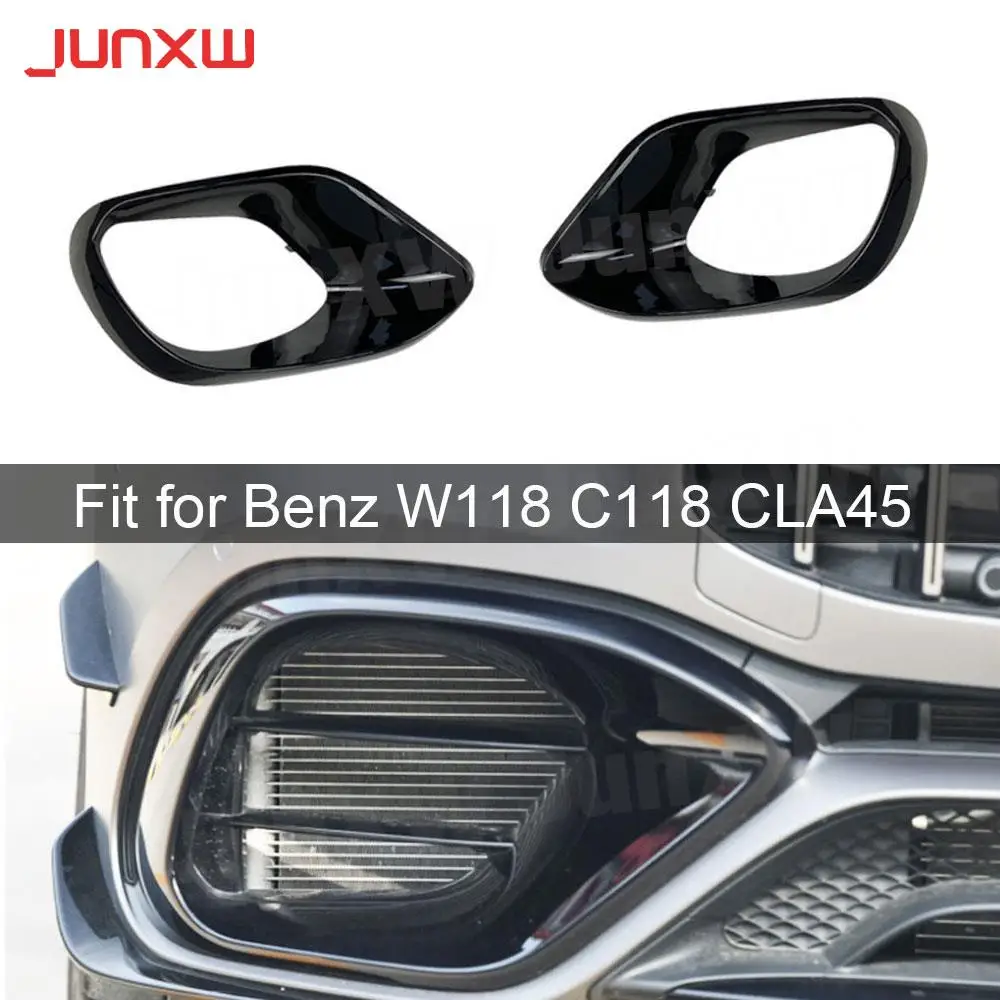 

ABS Front Bumper Air Vent Cover Trim for Mercedes Benz W118 C118 CLA45 AMG 2020+ Foglamp Mesh Grill Frame 2Pcs/SET