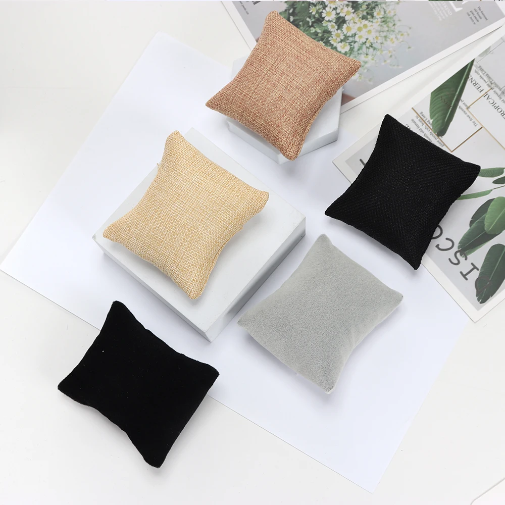 

3PCS Beige Black Grey Gift Jewelry Cushion Fabric Pillow For Watch Bangle Bracelet Display Holder DIY Accessories Wholesale