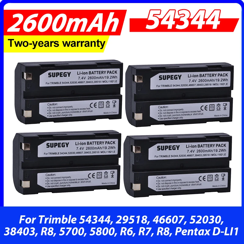 

4 шт. аккумулятора 7.4V 2600mAh (модель 54344) для Trimble 54344, 29518, 46607, 52030, 38403, R8, 5700, 5800, R6, R7, R8, Pentax D-LI1