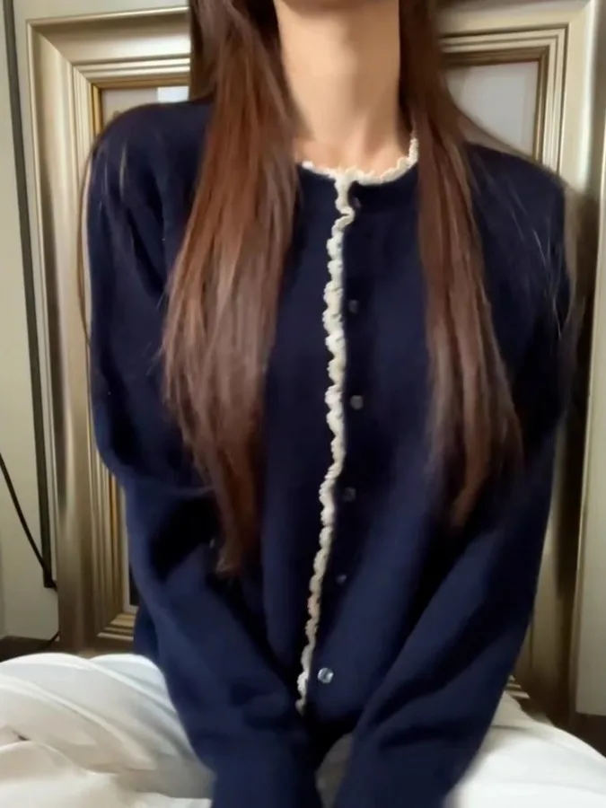 Design Sensation Kant Splitsen Lange Sve Gebreid Open Vest Dames Herfst Zoet En Pittig Casual Trui Jaet Top Trendy