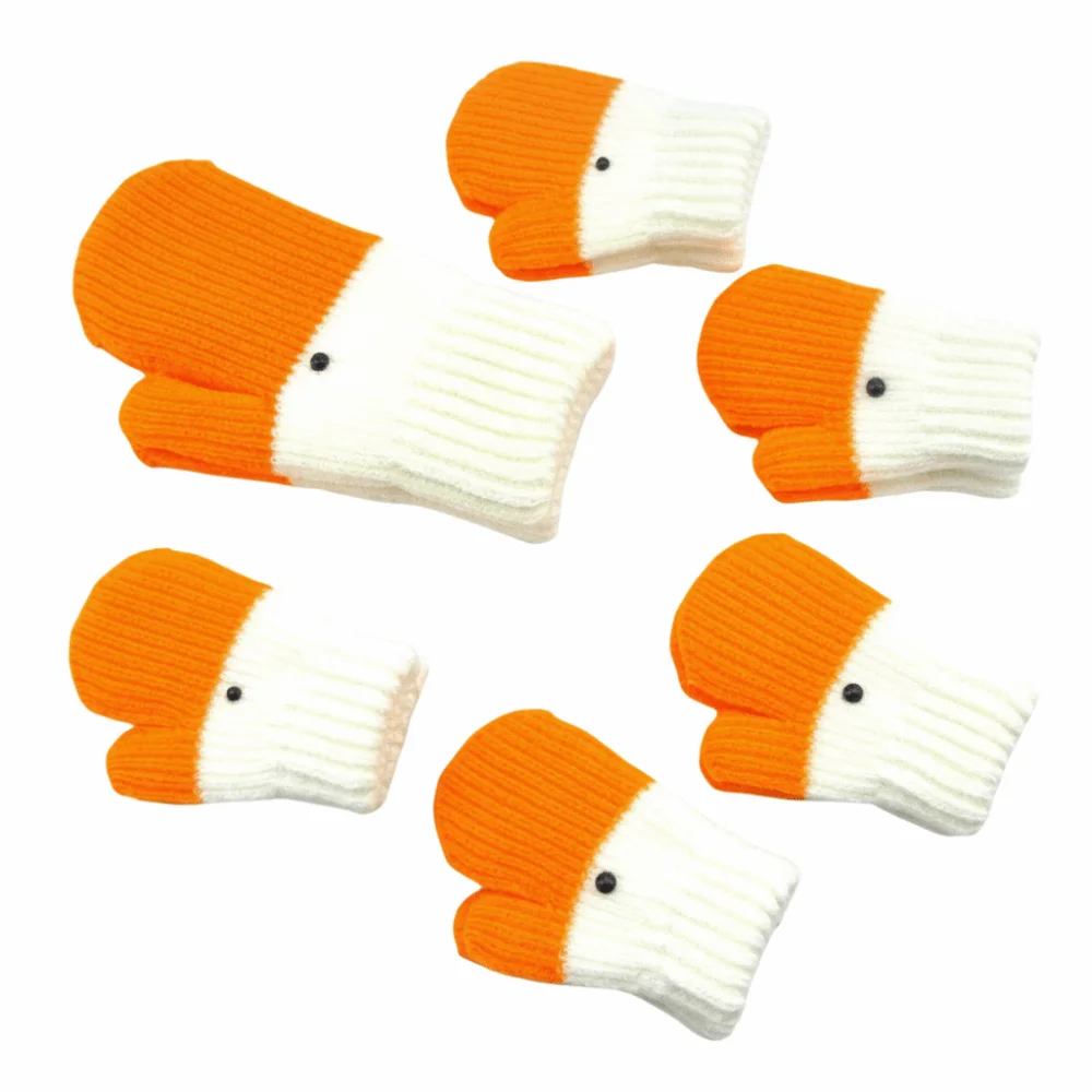 

Funny Knitted Goose Wool Gloves Cute Cold Protection Double Layer Gloves Warmth with Thick Velvet Children Gloves for Children