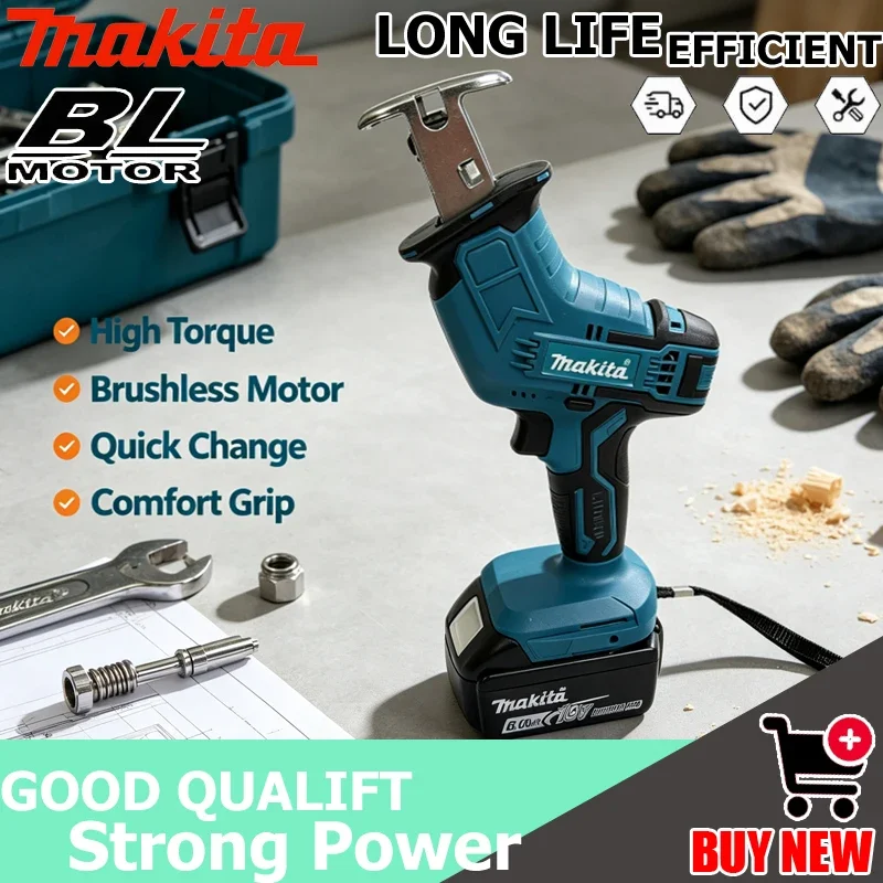 Makita 18V Brushless Reciprocating Saw, Portable Saw for Wood, Metal & Pipe, Multifunctional Tool Compatible with Makita Battery