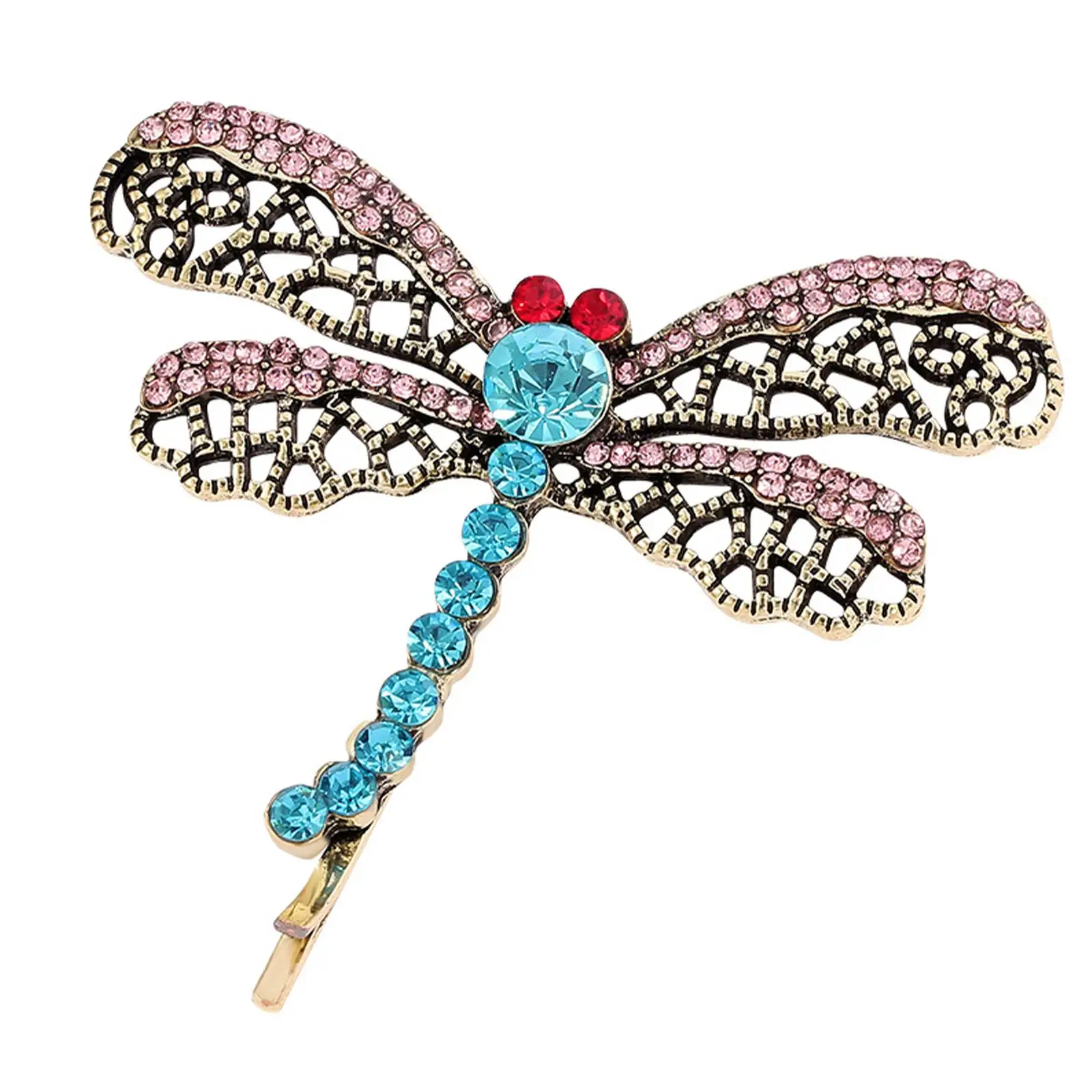 Dragonfly Halloween Hair Clip With Girl Head Clip Headwear One Word Clip Dragonfly Eye-catching Sweet Girl For Various Occa H0W7