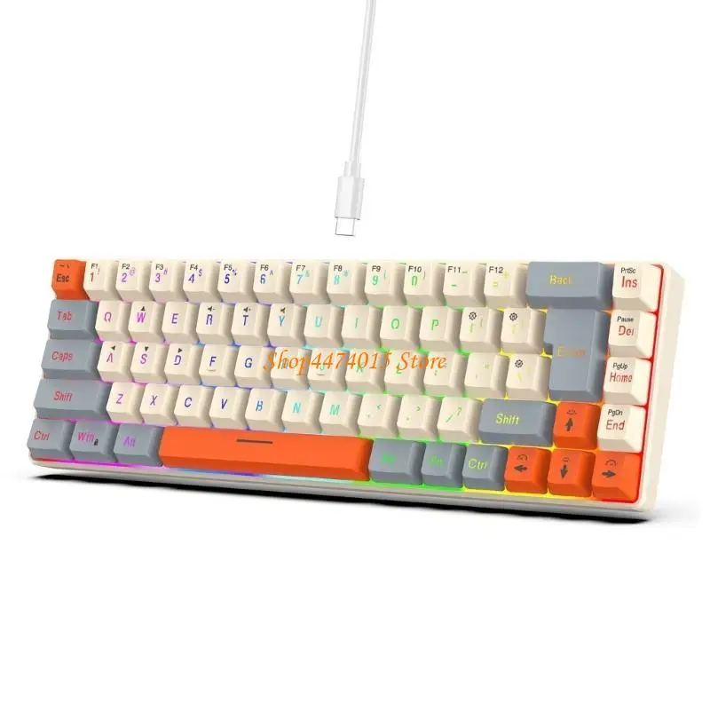 

K1AA 68Key Wire Wire клавиатура с режимами подсветки ARGB, эргономичная клавиатура для игр и использования в офисе.