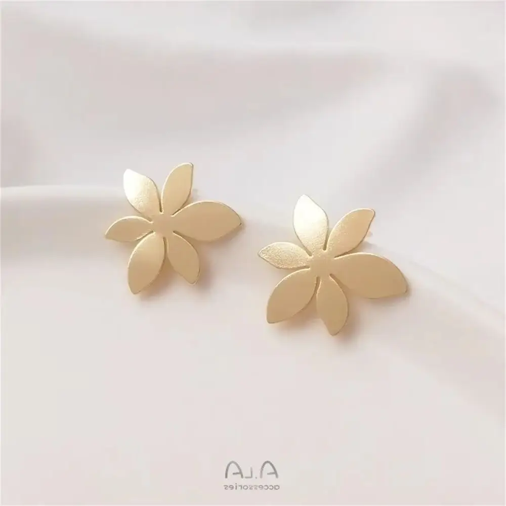 

14K Wrapped Gold Flower Earrings S925 Silver Needle with Rings Flower-shaped Handmade Earrings Diy Ear Accessories E093