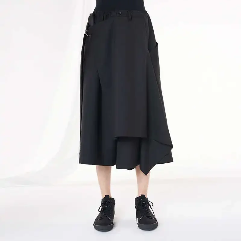 

YOJI OOAK Japanese style dark design high waisted layered wide leg pants designer irregular pants