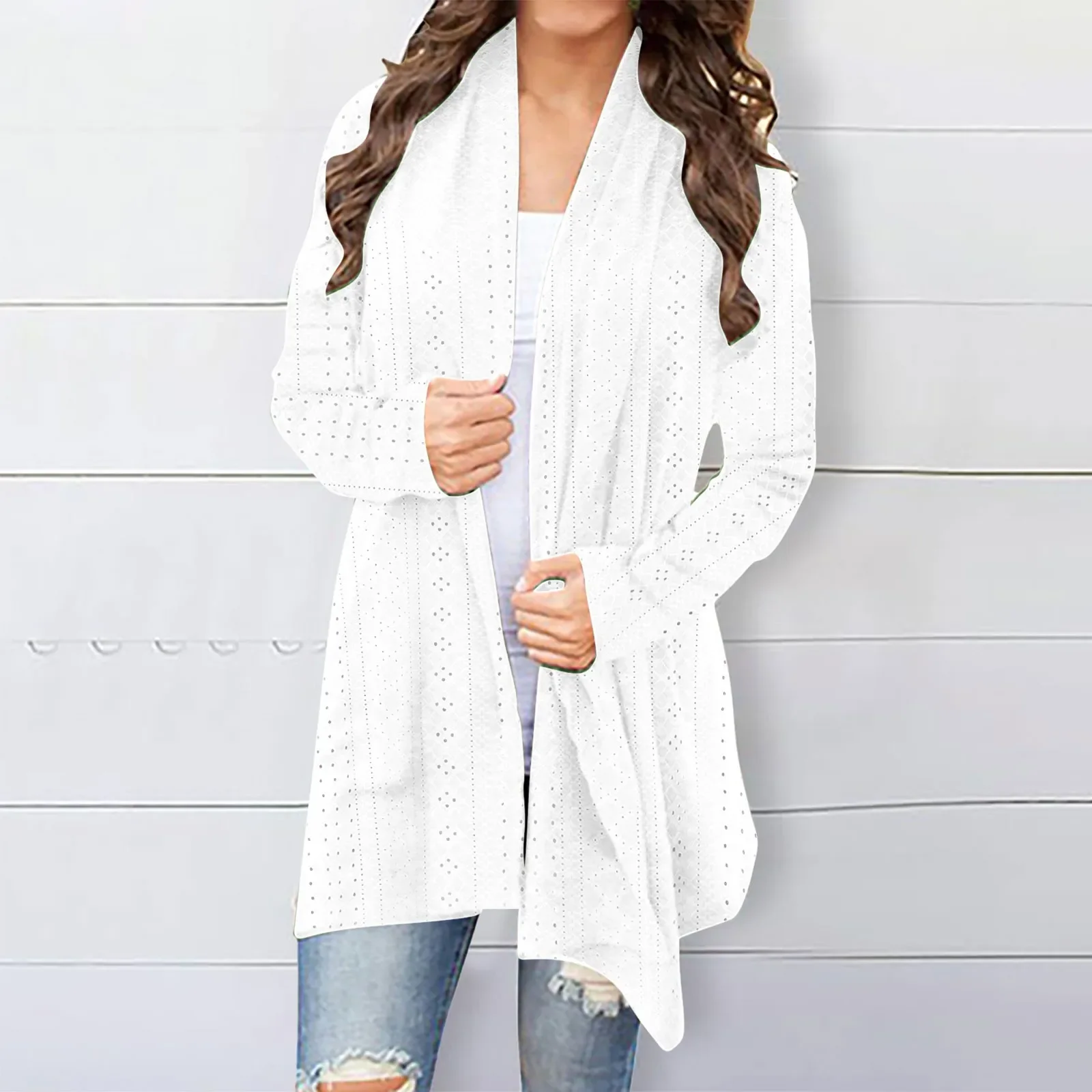 Women\'s Cardigan Sweater Fall Open Front Knit Oversized Cardigans Duster Coats with Pockets Warm Casual Simple Cardigan