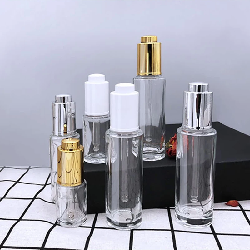 15/20/30/50 مللي زجاجة قطارة زجاجية قابلة لإعادة الملء الزيوت الأساسية العطور زجاجات مستحضرات التجميل الفارغة غطاء نوع الضغط