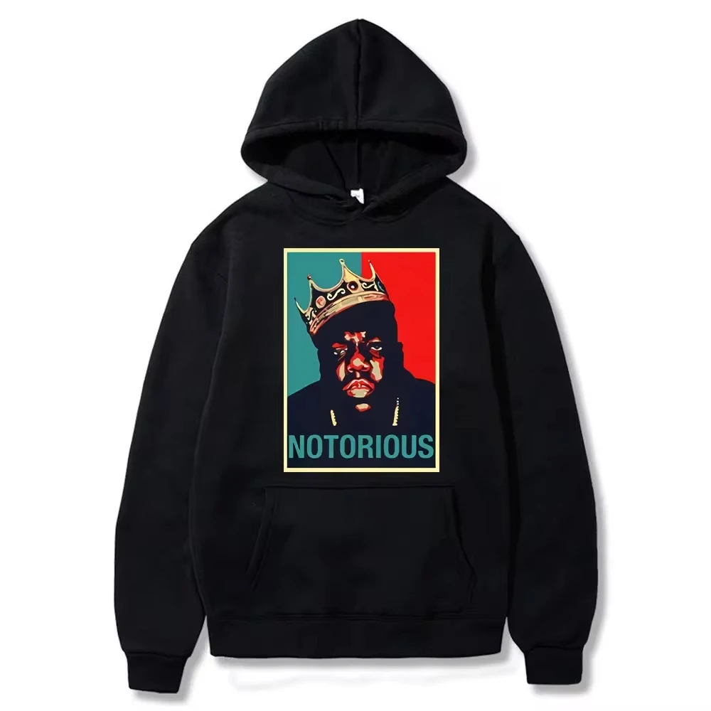 RIP notorious print fashion hoodie black hip-hop rock casual Bijismore notorious Harajuku men's hoodie