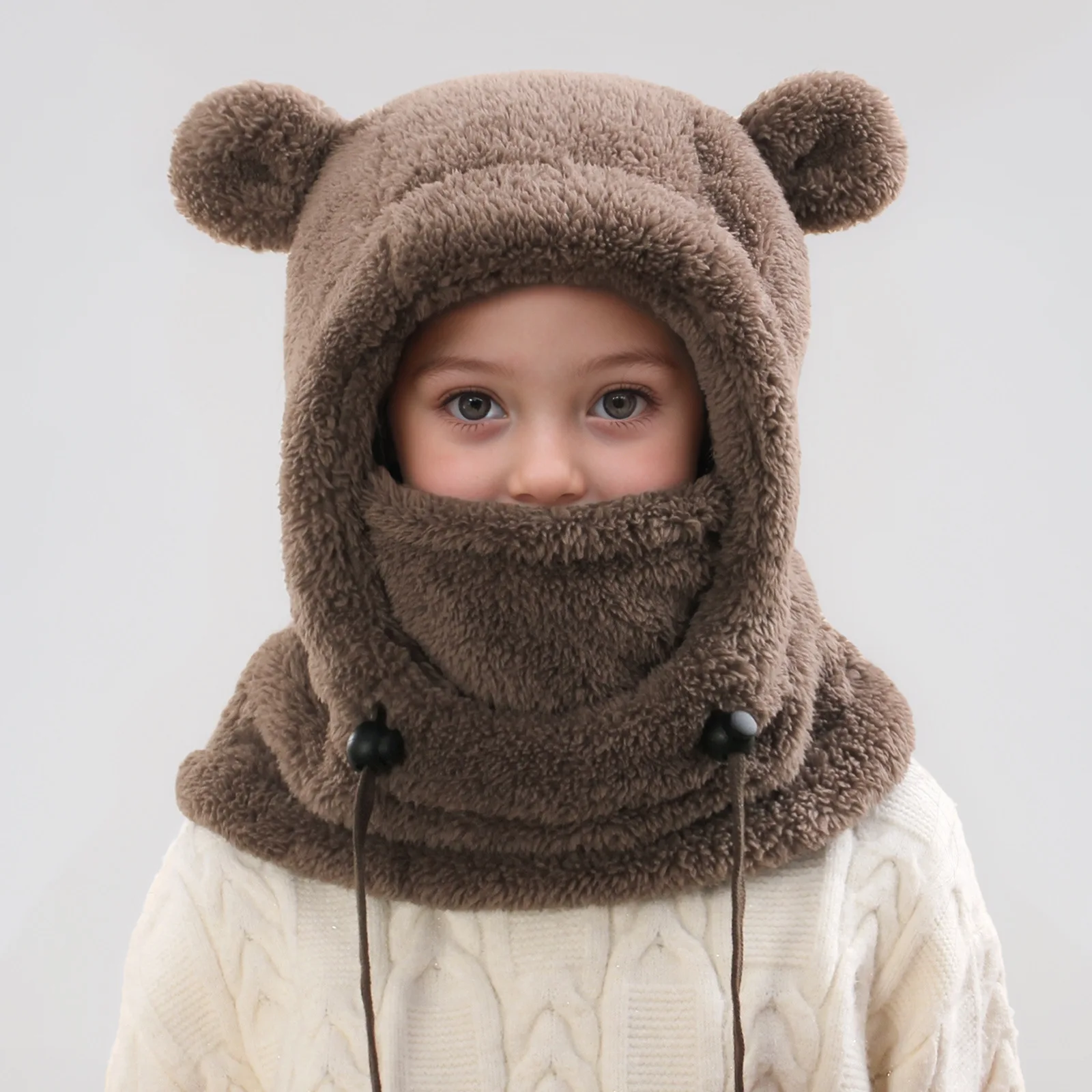 Children's Hats for 3-14 Years Old, Velvet Ear-Protecting Scarves for Boys in Autumn and Winter, One-Piece Hats image 4