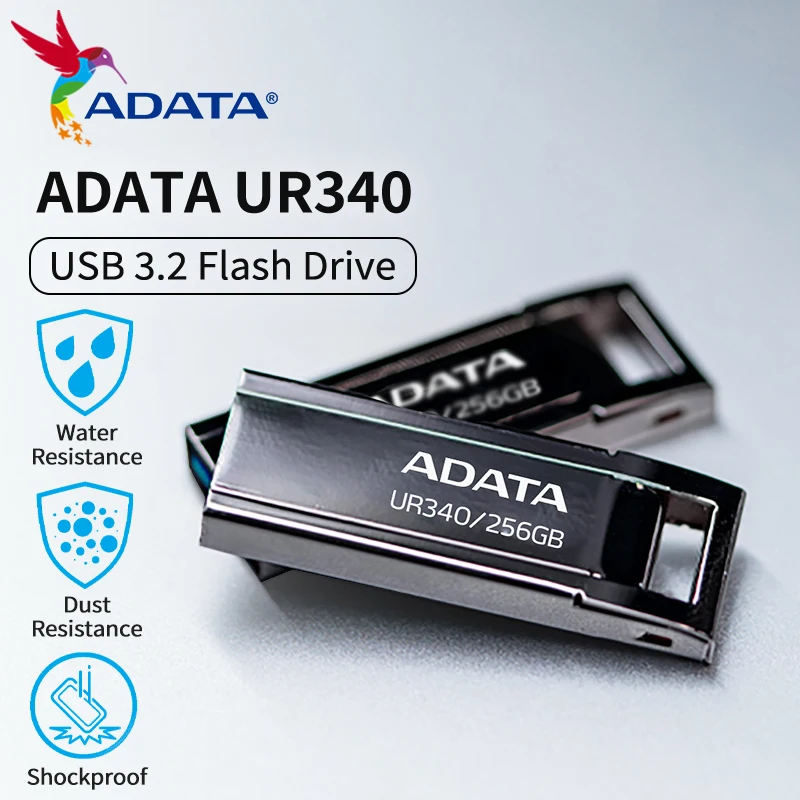 Original ADATA UR340 USB3.2 Gen1 Flash Drive Metal Pendrive Portable U Disk 32GB 64GB 128GB for Computer PC Laptop Office