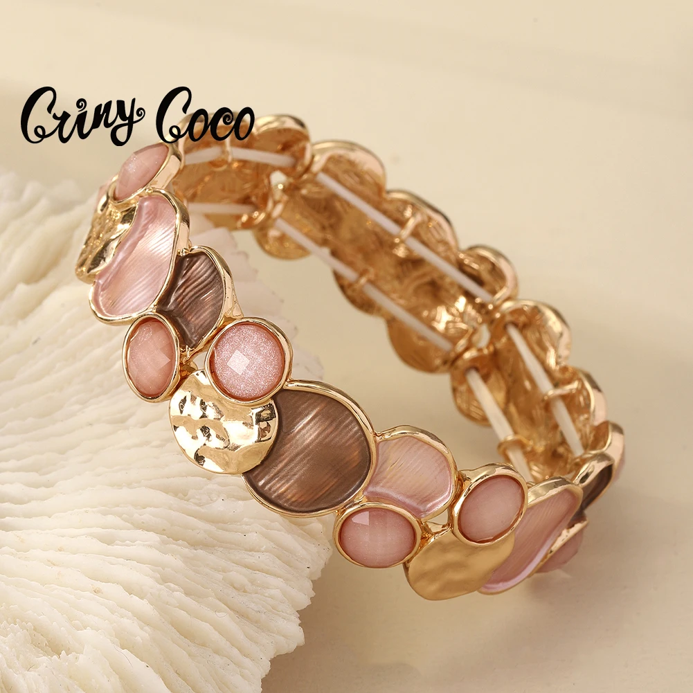 

Cring Coco Trendy Bracelet Foldable Round Stretchable Elegant Luxury Jewelry Bracelet Zinc Alloy Bracelet Valentine's Day Gift