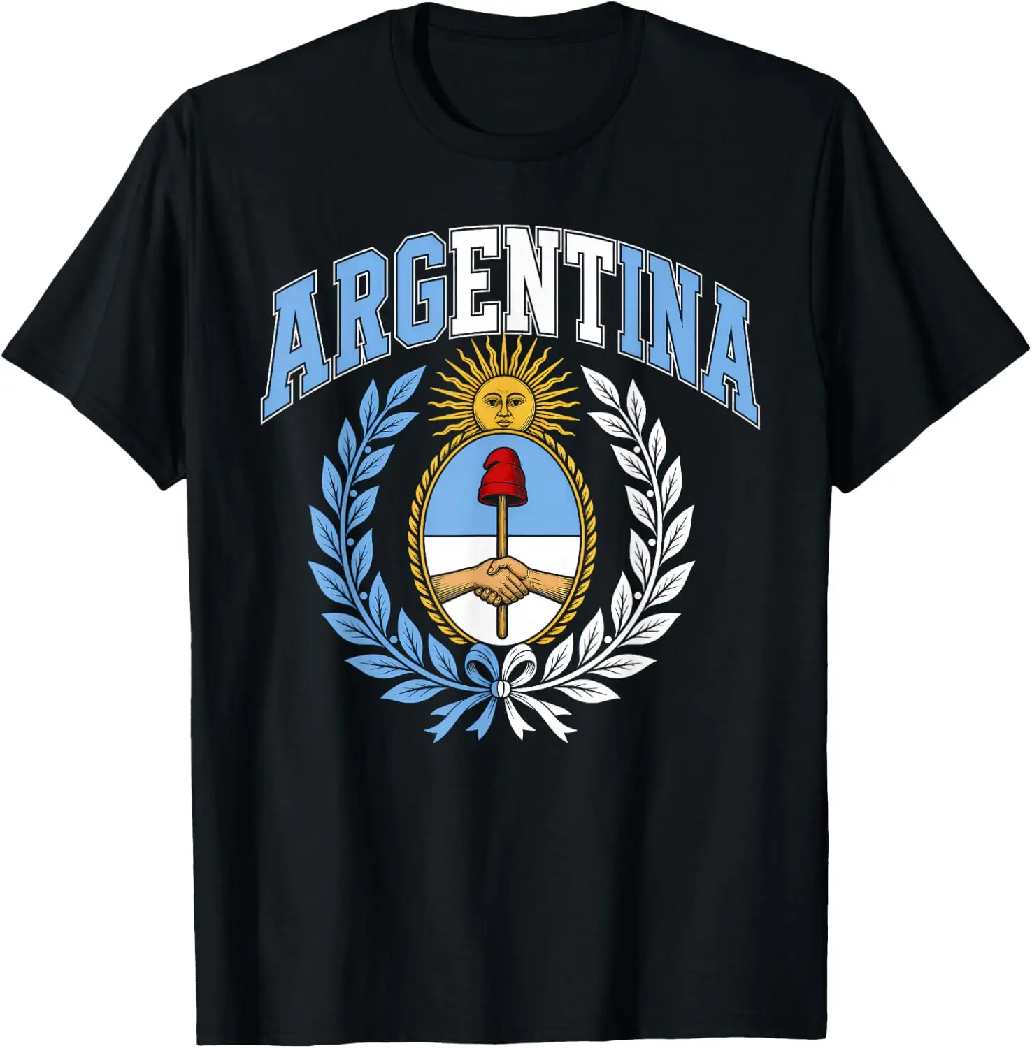Argentina National Emblem Shield Sun Design T-Shirt 100% Cotton Trendy Y2K Short-Sleeve Tee-Soft, Quick-Drying,