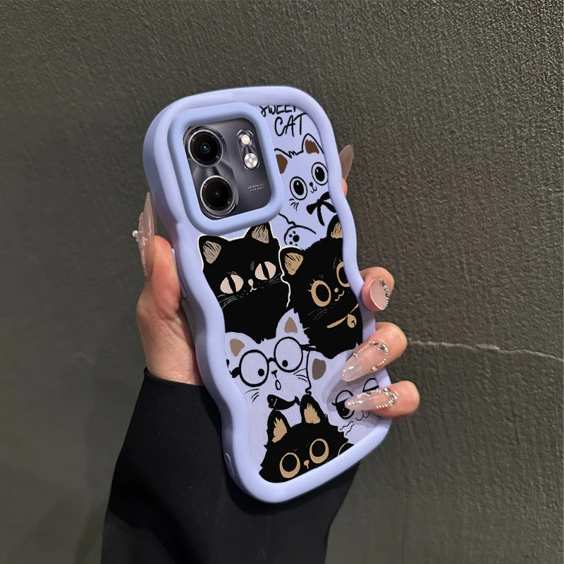 Smart 9 Sei gatti Forma ondulata Cassa Del Telefono Del Silicone Per Infinix Smart 9 8 8Pro 8HD 7 7HD 7Plus 6 5 5Pro GO Hot 50i copertura