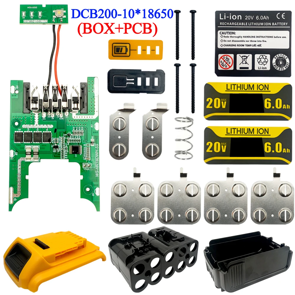 DCB180 Lithium Battery Storage Box Plastics Case PCBA for Dewalt 18V 20V Li-ion Battery Protection Circuit Board Housings Shell