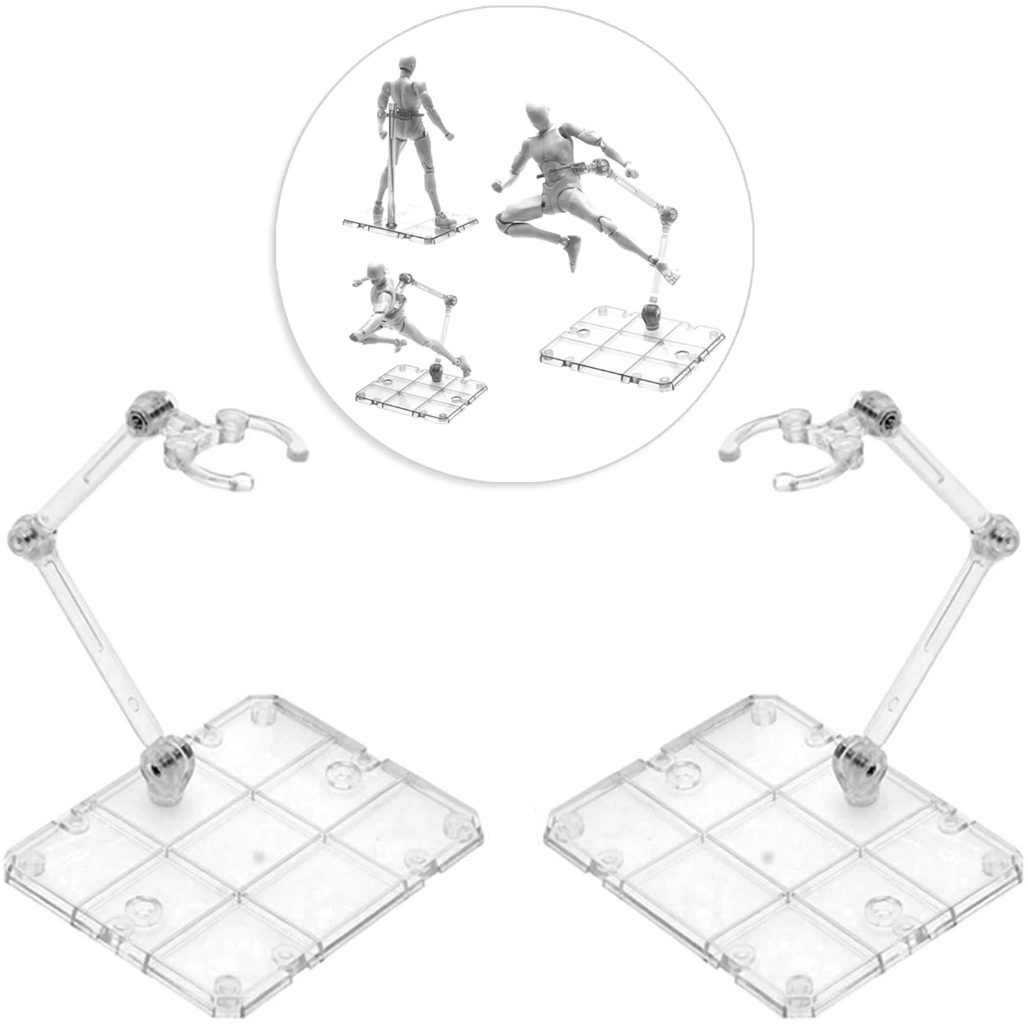 Assembly Action Figure Display Holder Base Doll Model Support Stand Compatible with HG RG SD SHF Gundam 1/144 Toy Transparent