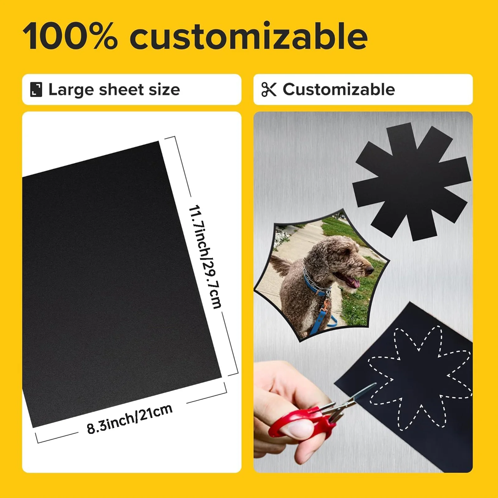 10 Sheets 12mils DIY Craft Magnetic Sheets with Adhesive Backing - A4(8.3x11.7) Size Adhesive Sheets for Magnetic Stickers