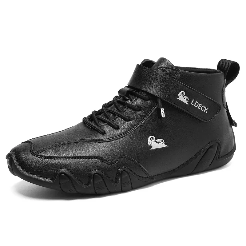 Botas de cuero PU para hombre, botines planos para exteriores, botas de motocicleta Punk, zapatos informales a la moda, novedad de primavera y otoño