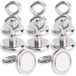 25 mm Neodymium Magnet Hook, 18 kg Extra Strong Magnetic Fishing, Magnet Hold Magnets with Eyelet, Fishing Magnets, Pot Magnet