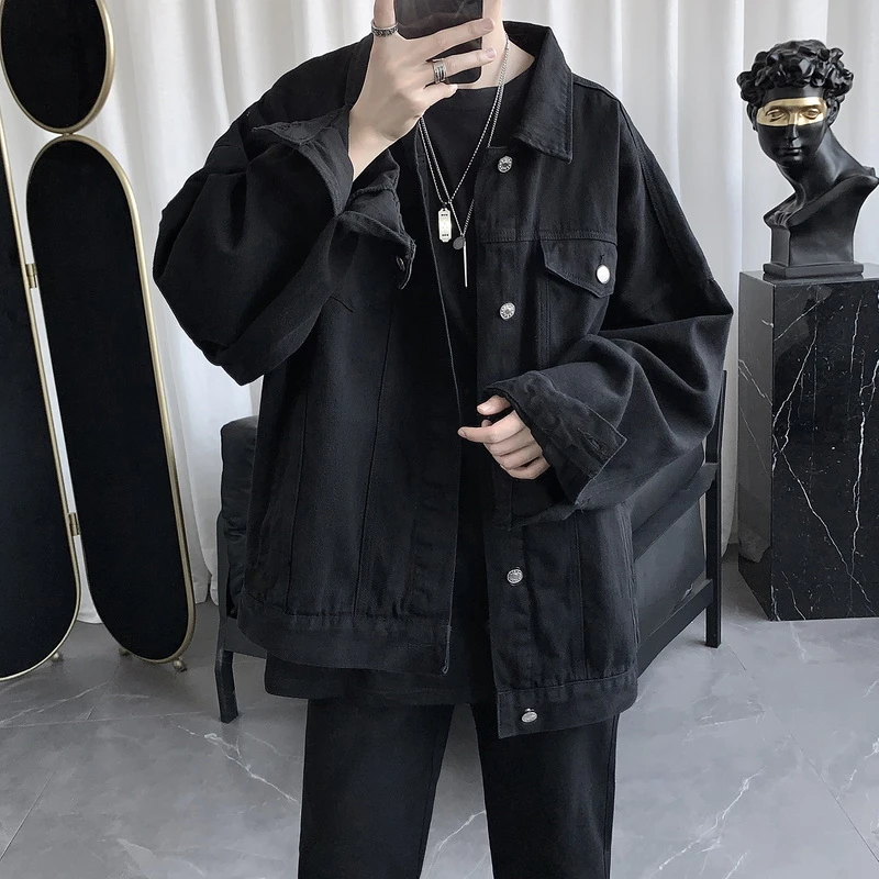 

Свободная джинсовая куртка в рабочем стиле для мужчин больших размеров, повседневная, весенне-осенняя, молодежная, модная верхняя одежда в уличном стиле