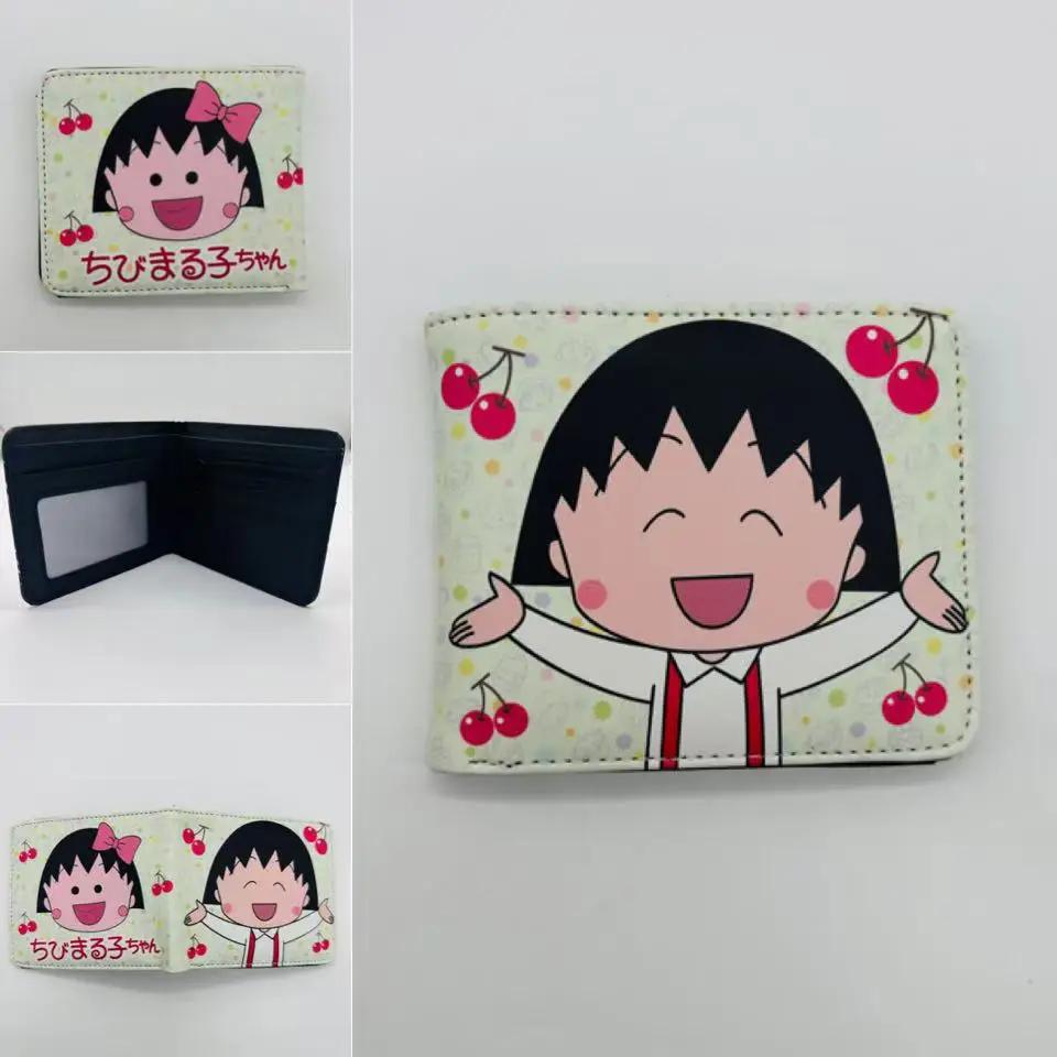 Chibi Maruko-chan 애니메이션 지갑 만화 어린이 소년 소녀 학생을위한 선물 가로 스타일 깜짝 PU 가죽 WCallet 카드 케이스