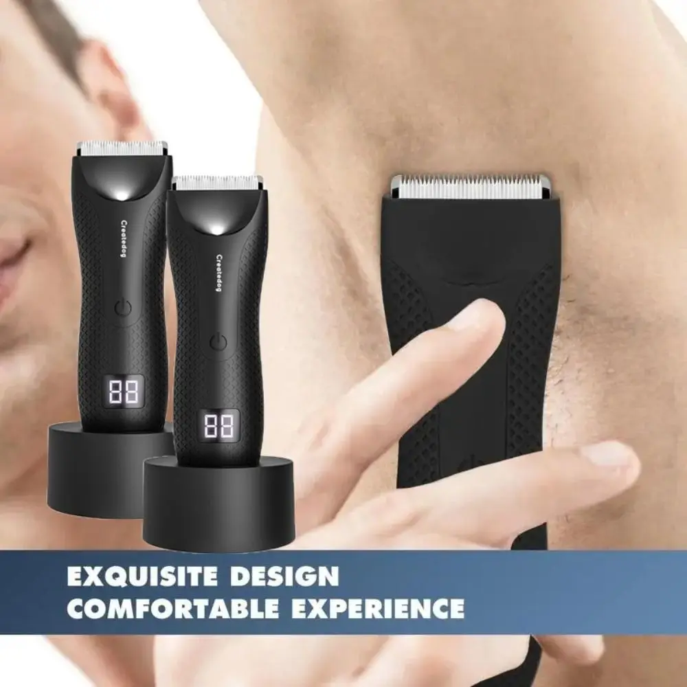 Showerproof Men Hair Trimmer Body Manscaping Intimate Hair Trimmer Hair Clipper Comfortable Replaceable Ceramic Blade Heads