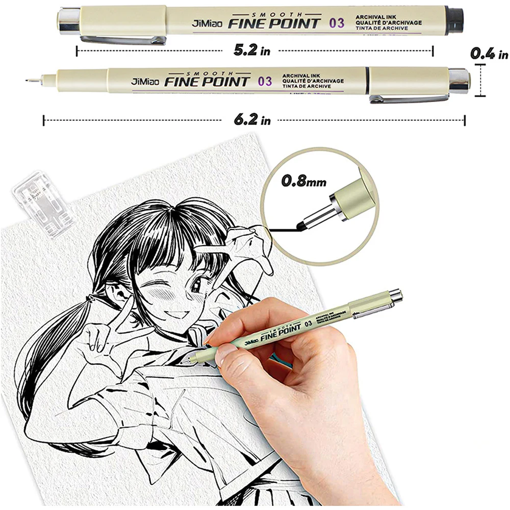 6/9/12 Stück ​ ​ s Technischer Stift, schwarzes Micro-Line Fineliner-Stift-Set für Punktzeichnungen, Skizzen, Strichzeichnungen ​ ​ Künstler illustriert Manga – Detail 3