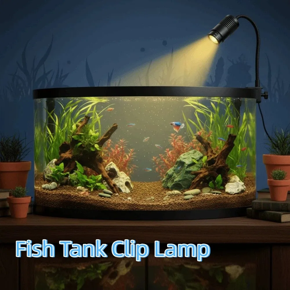3/12 W Fish Tank Clip Lamp Rotatable Flexible Bendable Adjustable Focus Spotlight Practical Waterproof Grow Light Reptile Tank