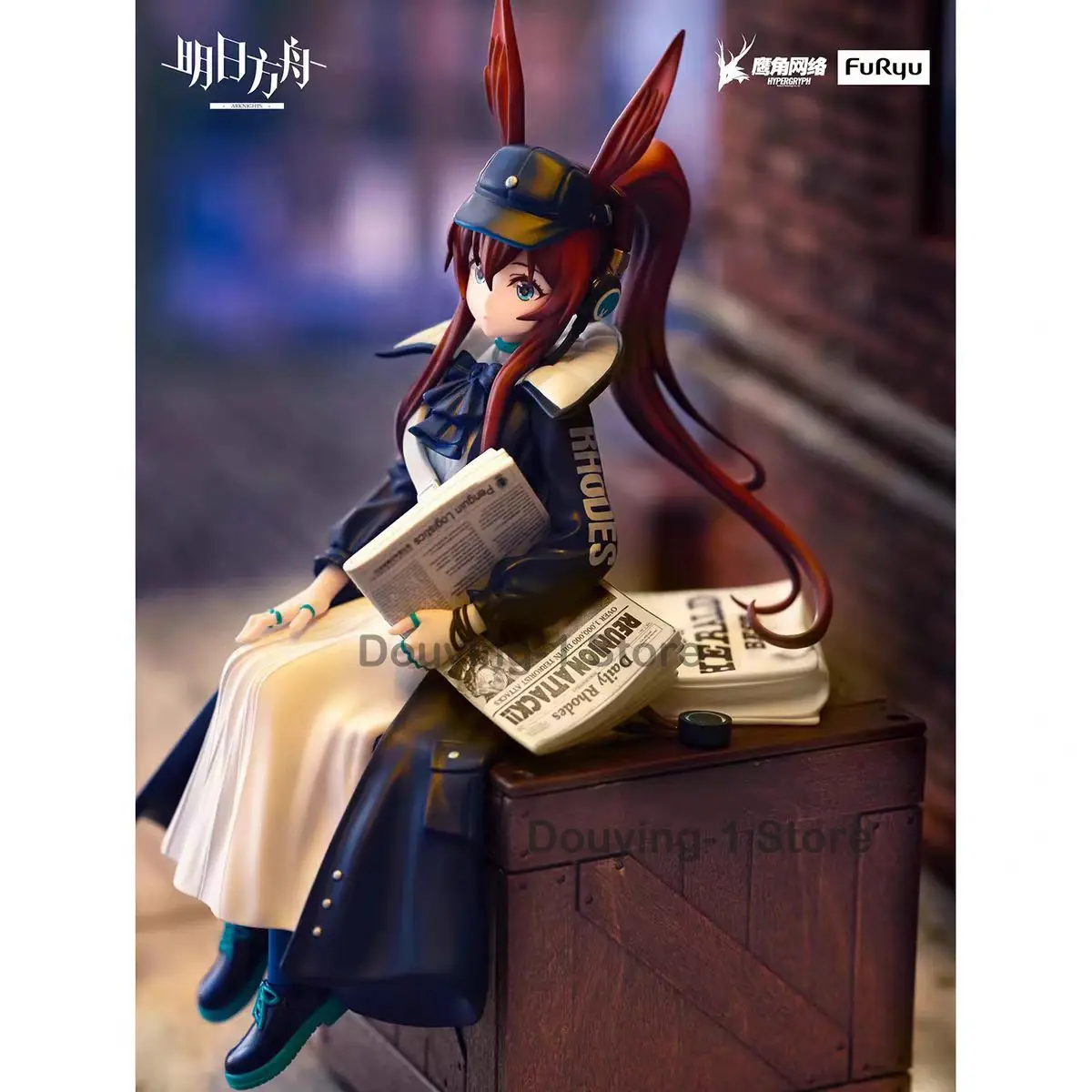 재고 있음 FURYU 아크나이츠 아미야 앉은 자세 뉴스 배달원 버전 데스크탑 장식품 애니메이션 피규어 컬렉션 모델 선물