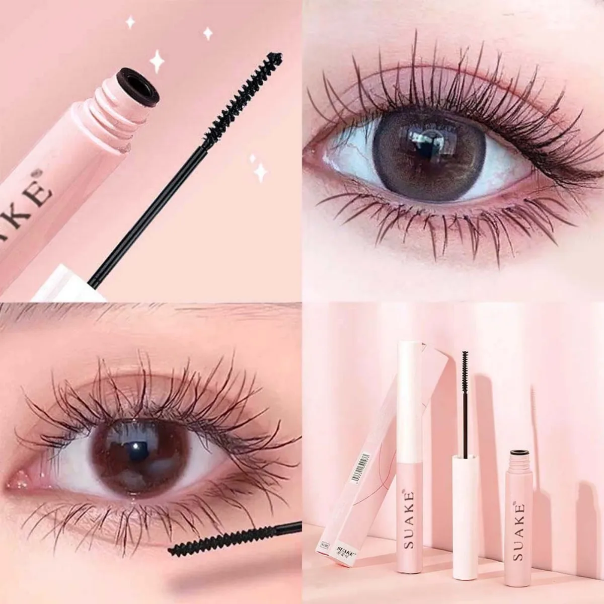 Silk Fiber Curling Mascara, Ultra-Fine Brush, wydłużający i dodający objętości, wodoodporny, odporny na rozmazywanie, długotrwały, unisex, bezpieczny dla oczu