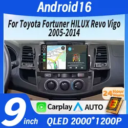Android 16 Carplay Auto For Fortuner Hilux 2005 - 2014 Car Radio Player Multimedia stereo Navigation 4G+WIFI Head Unit AI Voice