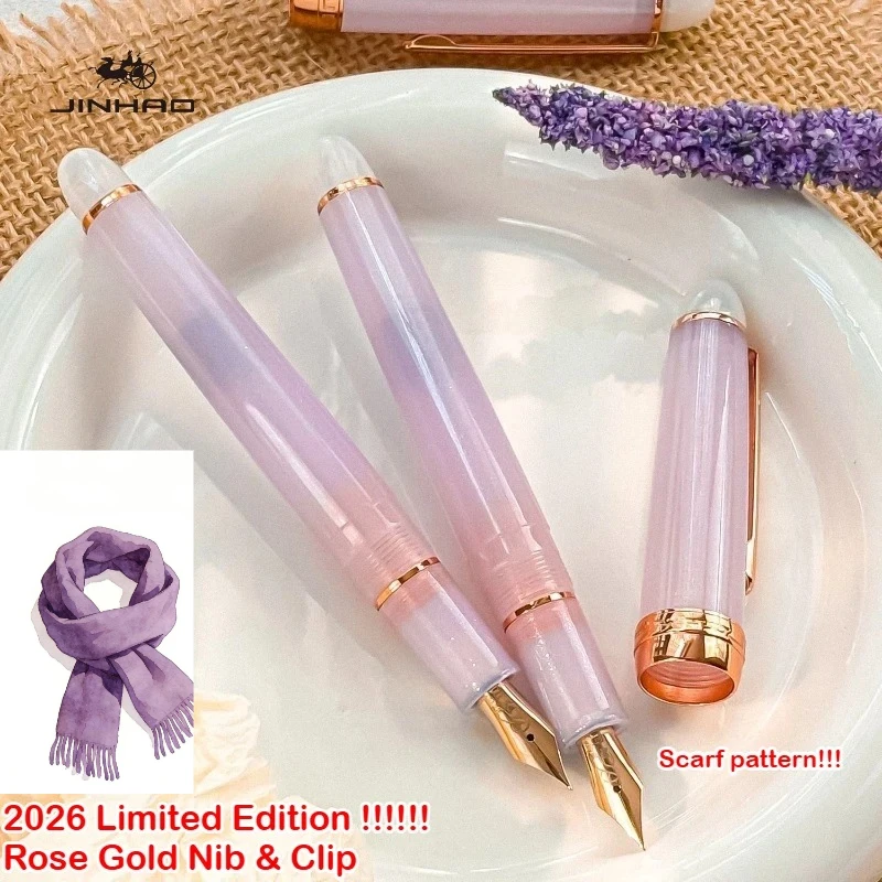 Edycja limitowana 2026! Pióro wieczne JINHAO 82 Plus, różowe Sakura, klips z motywem róży, wzór szalika, stalówka, artykuły szkolne i biurowe, artykuły papiernicze. — zdjęcie produktu 2