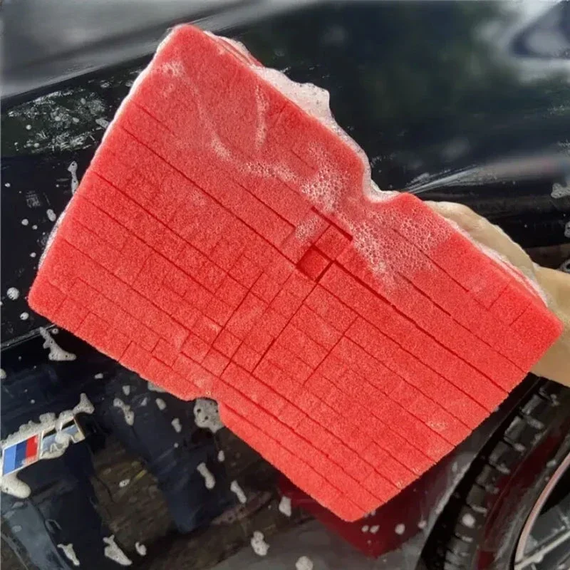 Durable Soft Foam Grid Sponge Non Scratch Universal Large Cross Cut Rinseless Car Wash Tools Car Cleaning Accessories