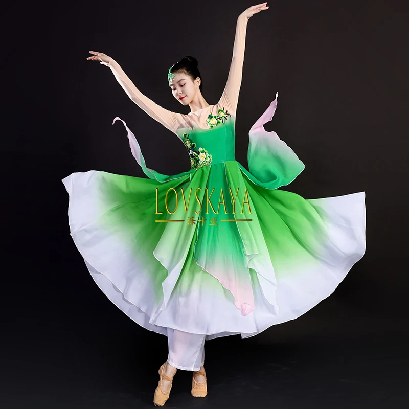 Gradient classical dance performance costume for women large swing skirt art examination set modern jasmine dance costume