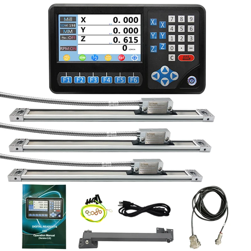 3 Axis Dro Digital Readout Display with 0.001mm Magnetic Linear Glass Scale Encoder for Lathe Milling Machine